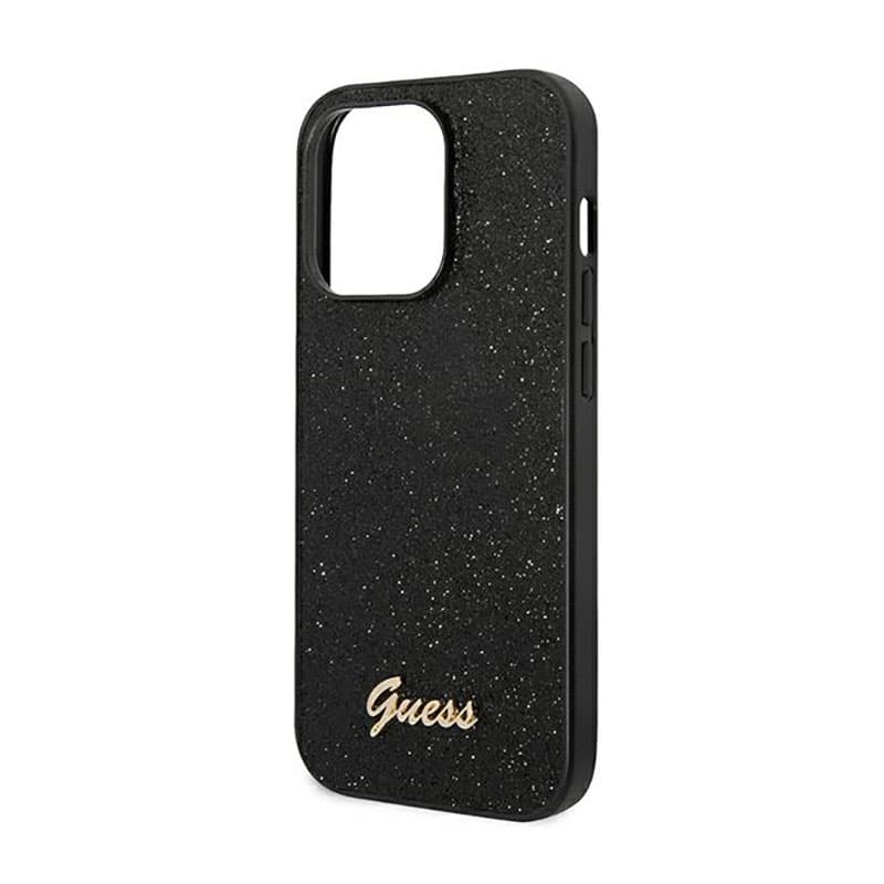 Guess Glitter Flakes Metal Logo Case - Case for iPhone 14 Pro (Black) 6
