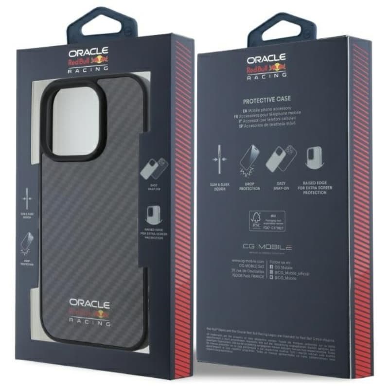 Red Bull Carbon Fiber Shiny Logo MagSafe - iPhone 16 Pro Case (Black) 8