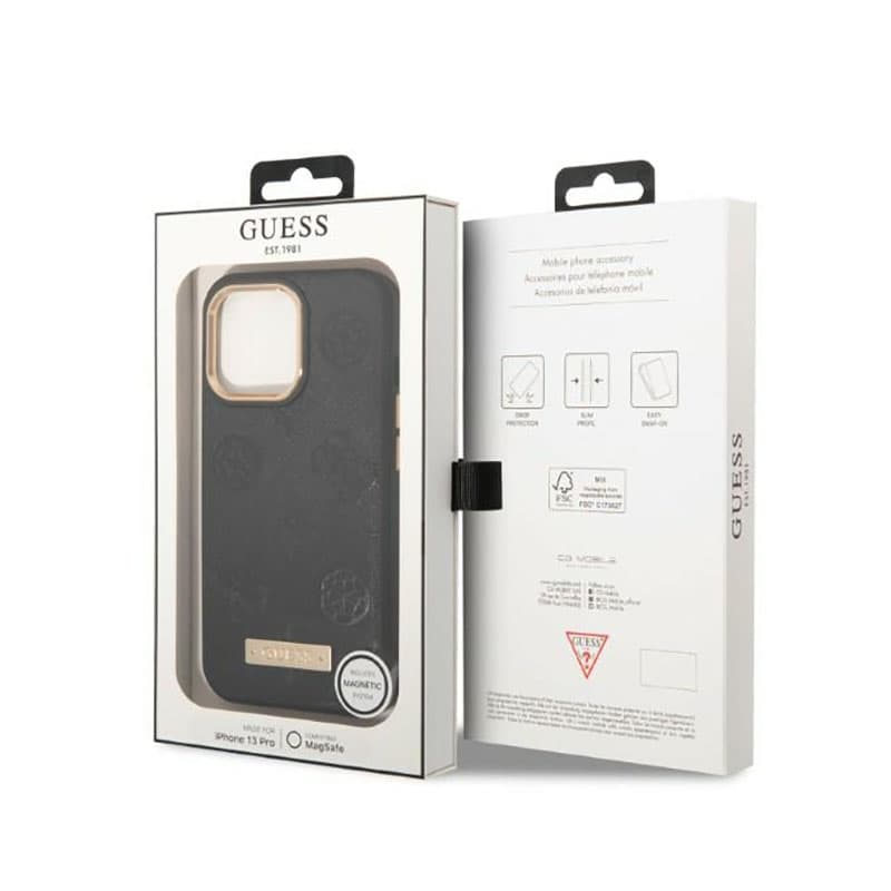 Guess Peony Logo Plate MagSafe - Case for iPhone 13 Pro (Black) 8