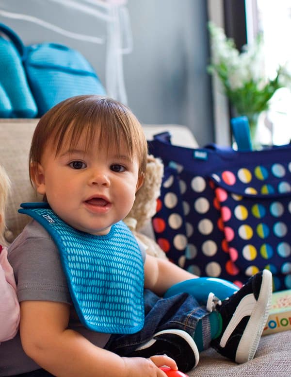 BUILT Mess Mate Set of 2 baby bib (Dribble Dots Blue) 4