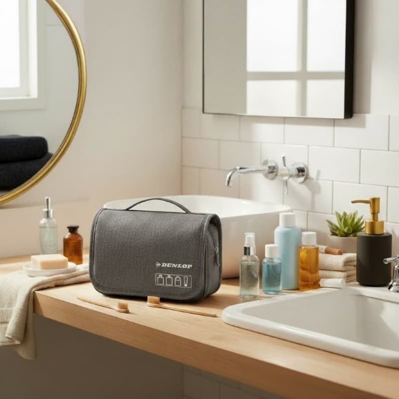 Dunlop – Travel Toiletry Bag with Hanging Hook 25x20x10 cm (Grey) 4