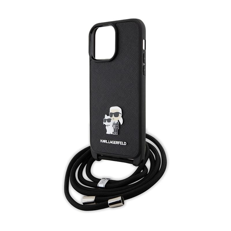 Karl Lagerfeld Crossbody Saffiano Metal Pin Karl & Choupette - iPhone 14 Pro Max Case (Black) 5