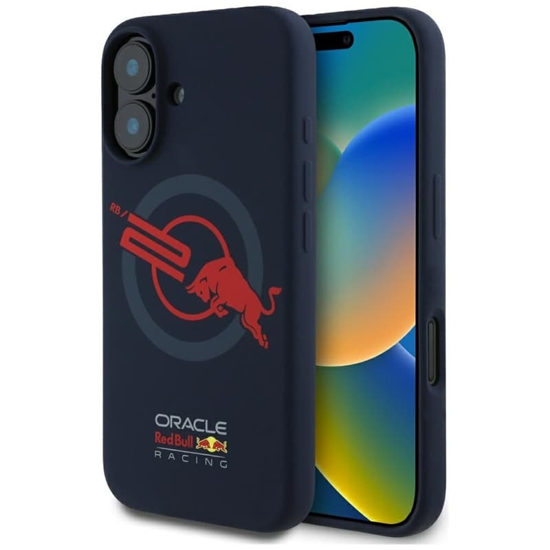Red Bull HC Silicone Logo Red Lining MagSafe - iPhone 16 Case (Navy Blue) 1