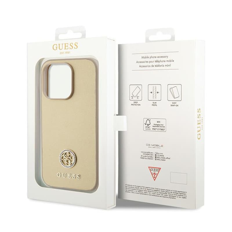 Guess 4G Strass Metal Logo - Case for iPhone 15 Pro (Gold) 8