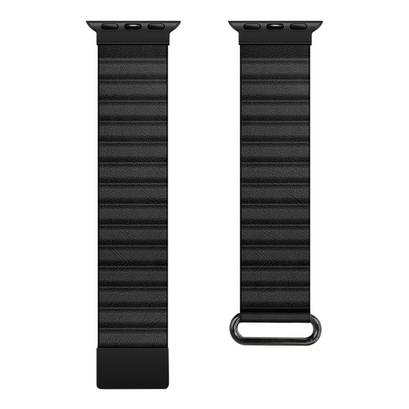 Crong Eclipse - Magnetic Leather Apple Watch Band 44/45/46/49 mm (Black) 4