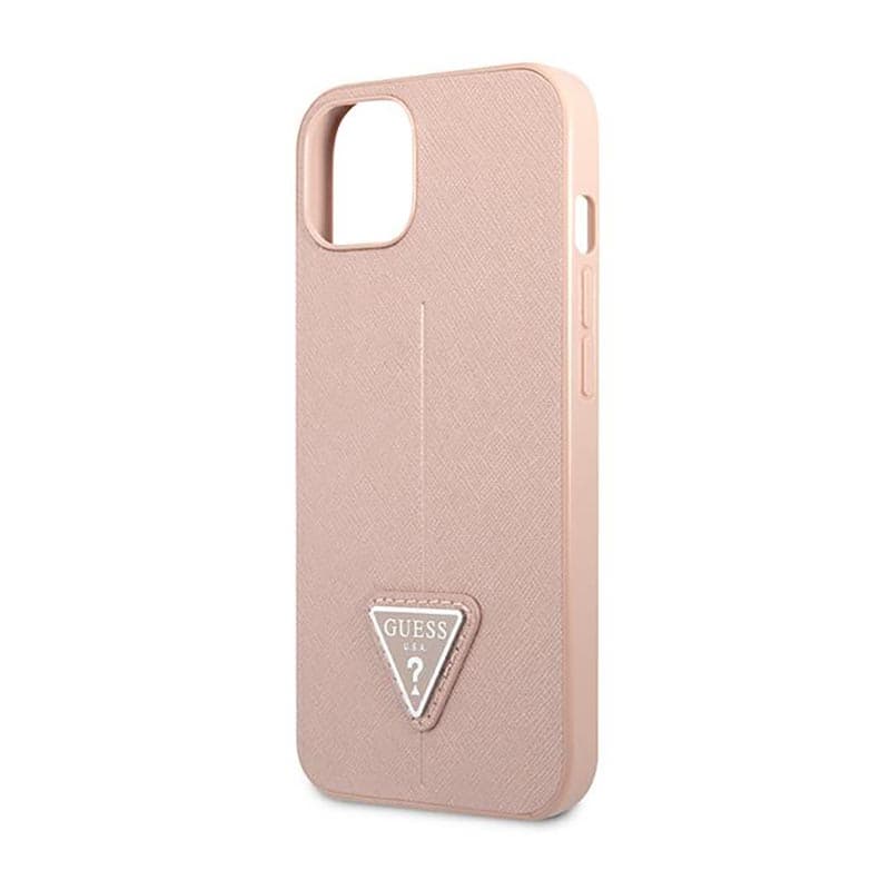 Guess Saffiano Triangle Logo Case - Case for iPhone 14 Plus (Pink) 6