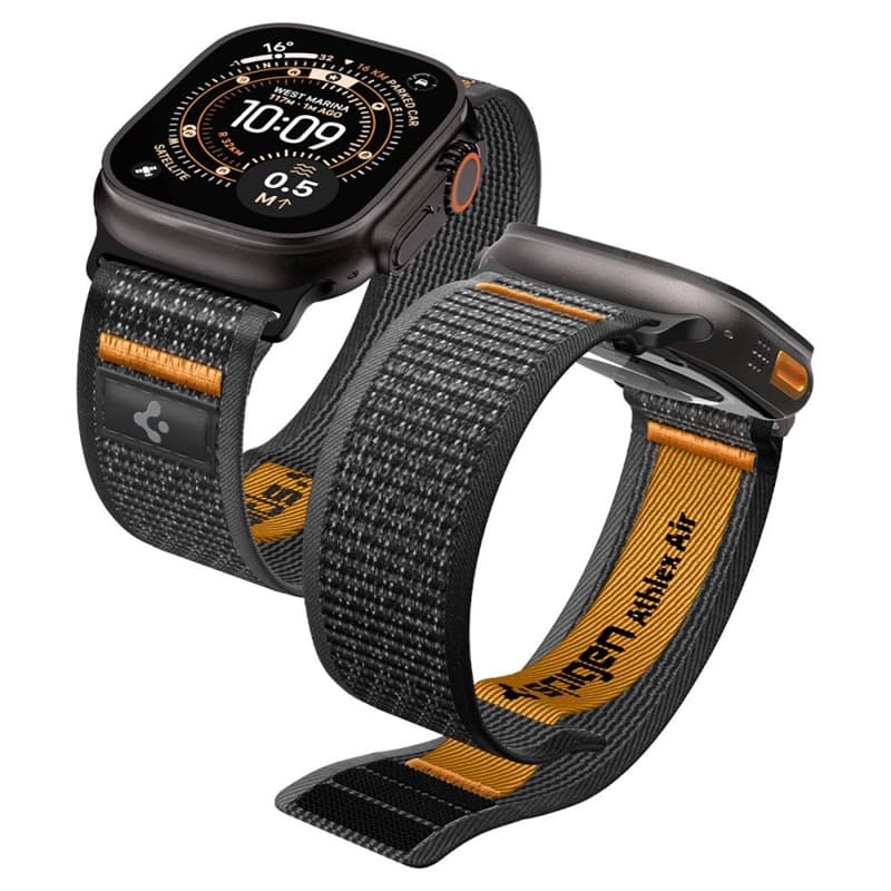 Spigen Athlex Air 2 - Apple Watch Strap 44/45/46/49 mm (Active Black / Orange)