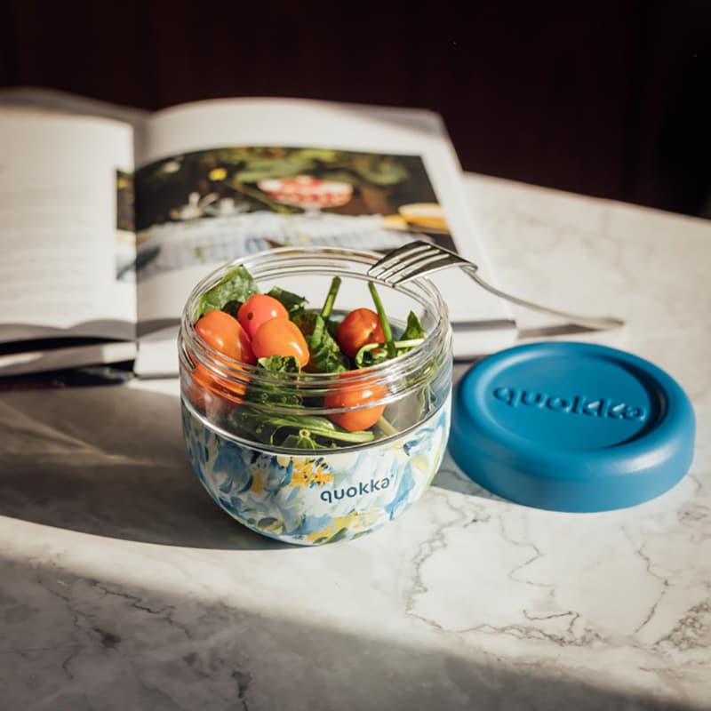 Quokka Bubble Food Jar - Food Container / Lunchbox 770 ml (Blue Peonies) 2