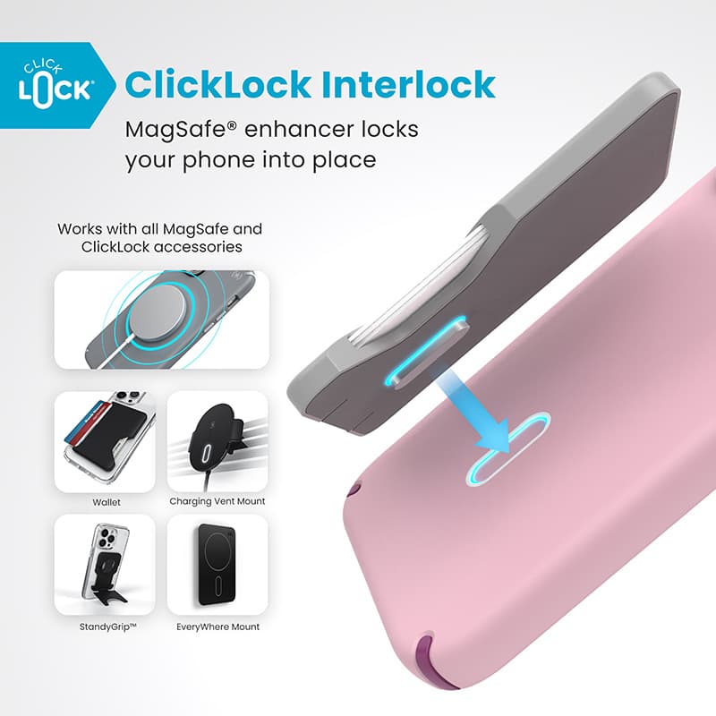 Speck Presidio2 Pro ClickLock & MagSafe - iPhone 16 Plus Case (Wednesday Pink / Boysenberry Purple / White) 2