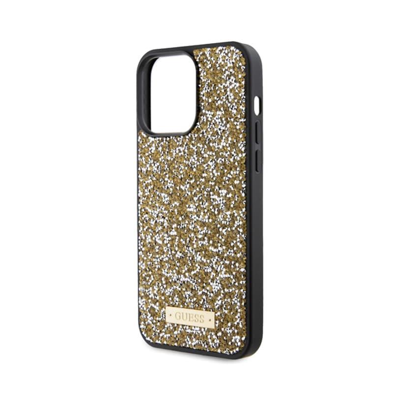 Guess Rhinestone Metal Logo - Case for iPhone 15 Pro Max (Yellow) 6