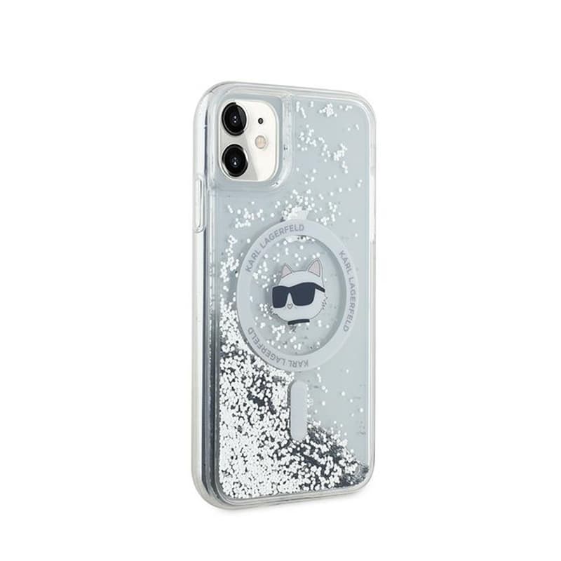 Karl Lagerfeld Liquid Glitter Choupette Head MagSafe - iPhone 11 Case (Transparent) 4