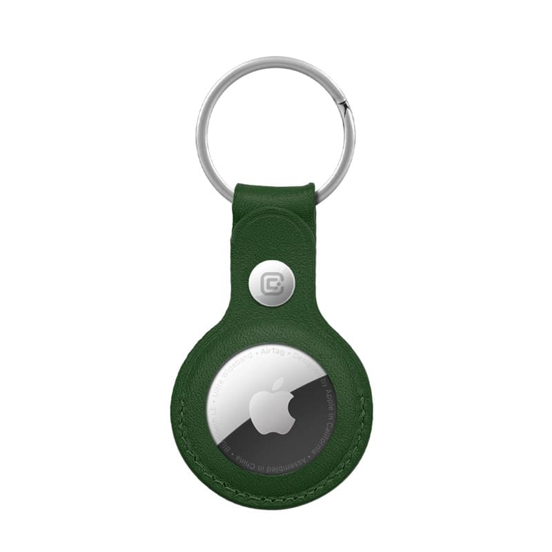 Crong Leather Case with Key Ring – Protective leather case with key ring for Apple AirTag 1/2 (green) 1