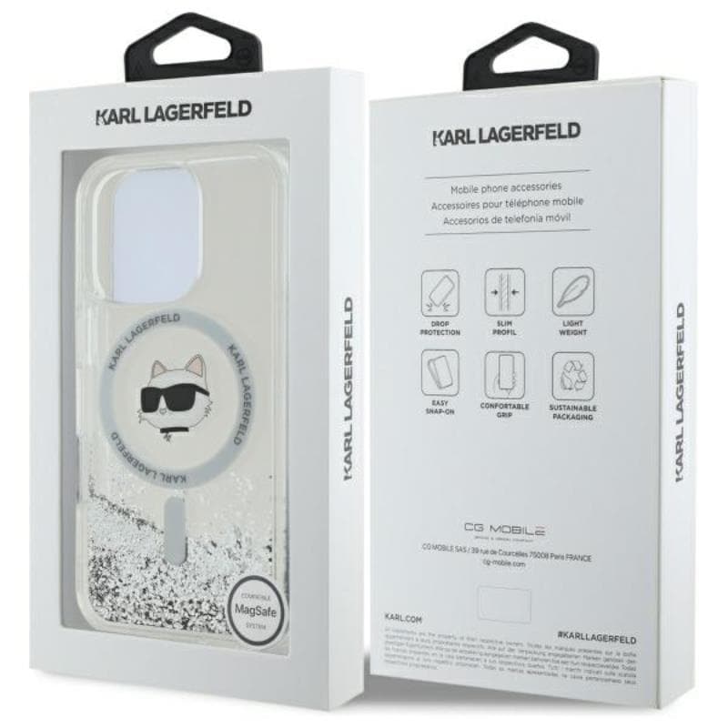 Karl Lagerfeld Liquid Glitter Choupette Head MagSafe - Case for iPhone 16 Pro (transparent) 8