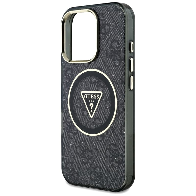 Guess IML Metal Glitter 4G Circle Triangle MagSafe - Case for iPhone 16 Pro (black) 6