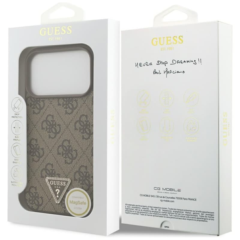 Guess Leather 4G Triangle Strass MagSafe - Case iPhone 17 Pro (brown) 8