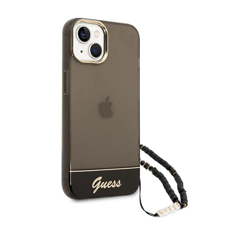 Guess Translucent Pearl Strap - Case for iPhone 14 (Black) 3