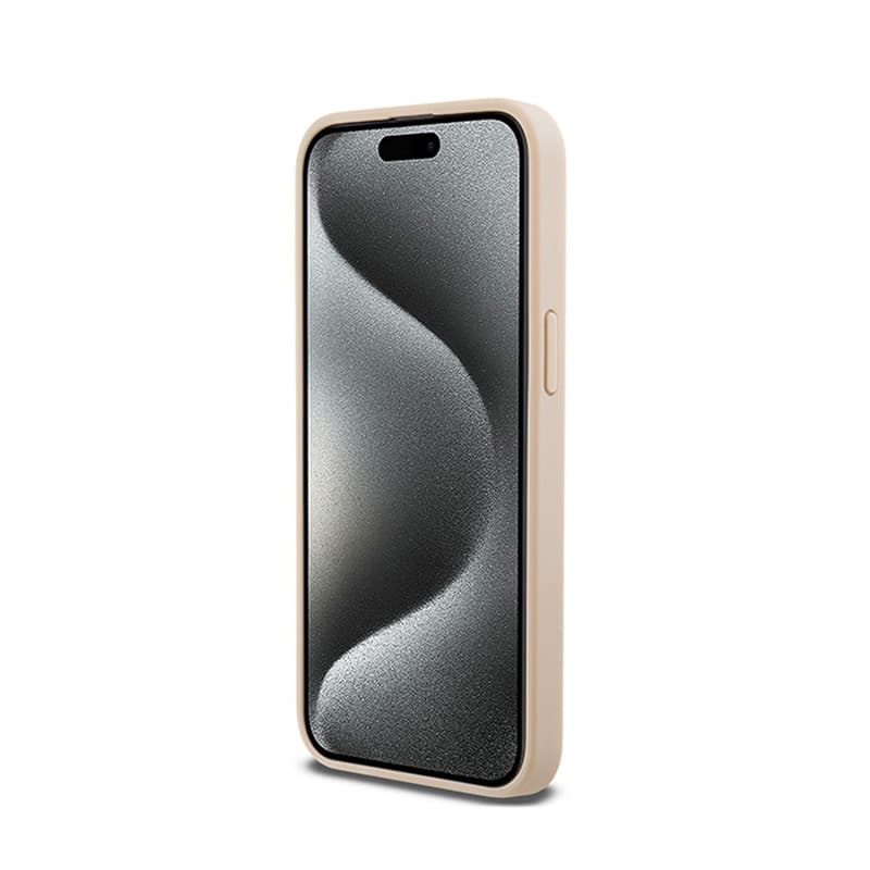 DKNY Leather Mono Stripe & Metal Logo - Case for iPhone 15 Pro Max (pink) 5