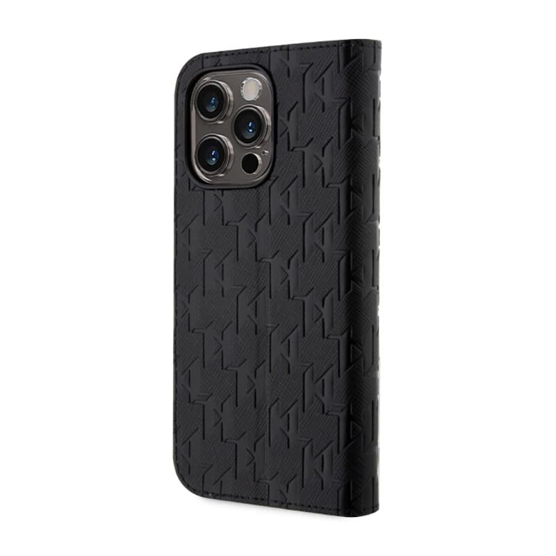 Karl Lagerfeld Booktype Saffiano Monogram - Case for iPhone 14 Pro Max (Black) 2