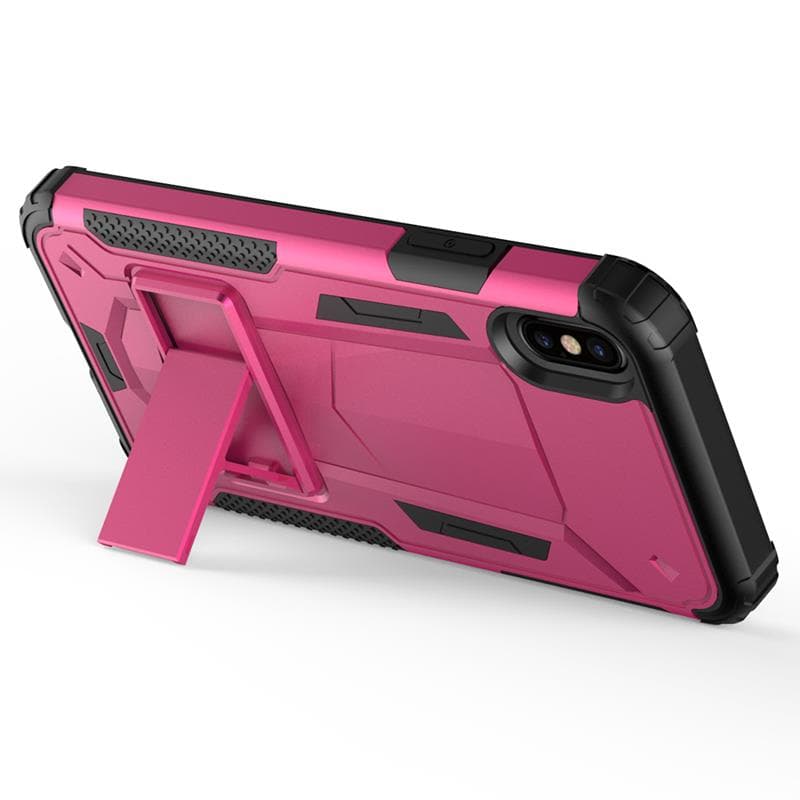 Zizo Hybrid Transformer Cover - Tough Cover for iPhone X with Kickstand (Hot Pink/Black) 4