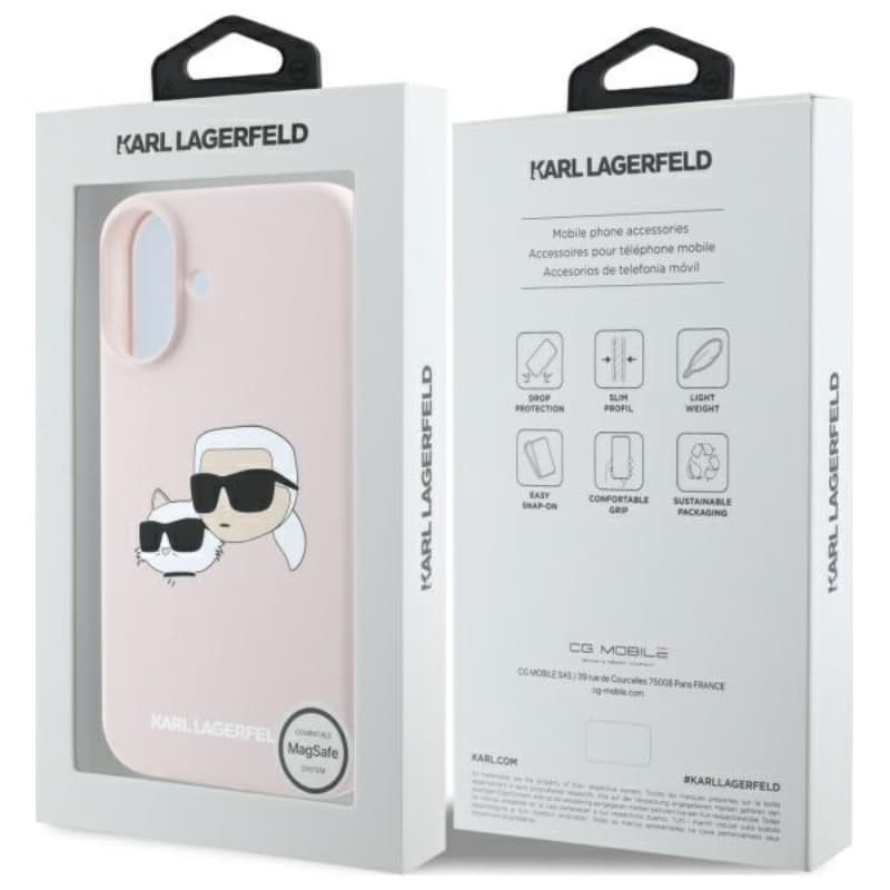 Karl Lagerfeld Silicone Double Heads Print MagSafe - Case iPhone 16 (pink) 8