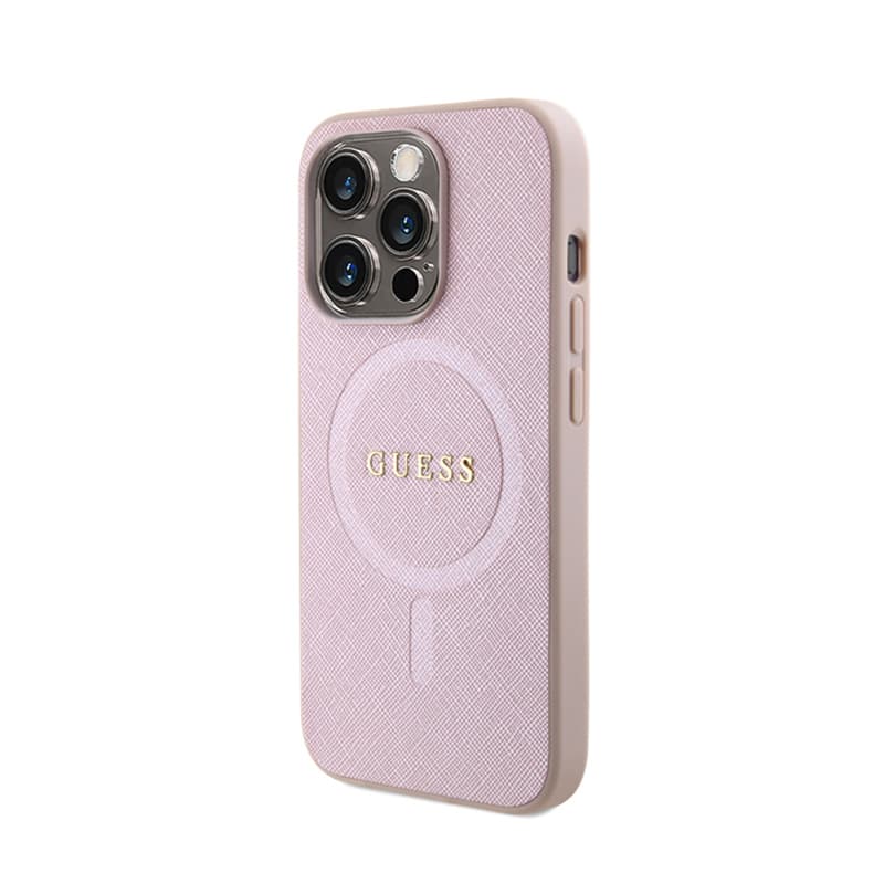 Guess Saffiano MagSafe - Case for iPhone 15 Pro (Pink) 2