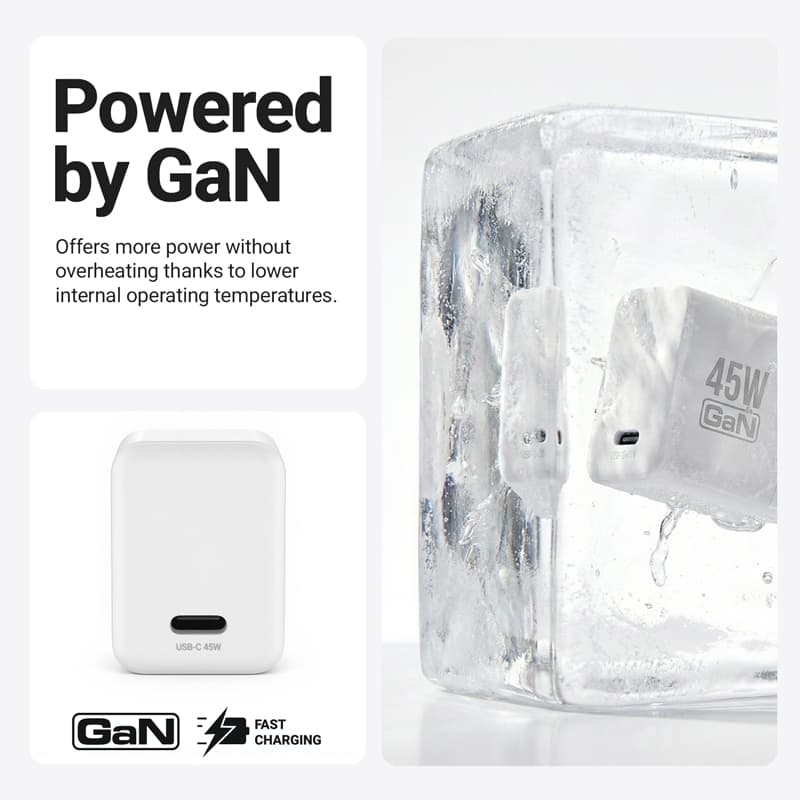 Crong Ultra Compact GaN - USB-C 45W PD 3.0 Wall Charger with PPS (White) 6