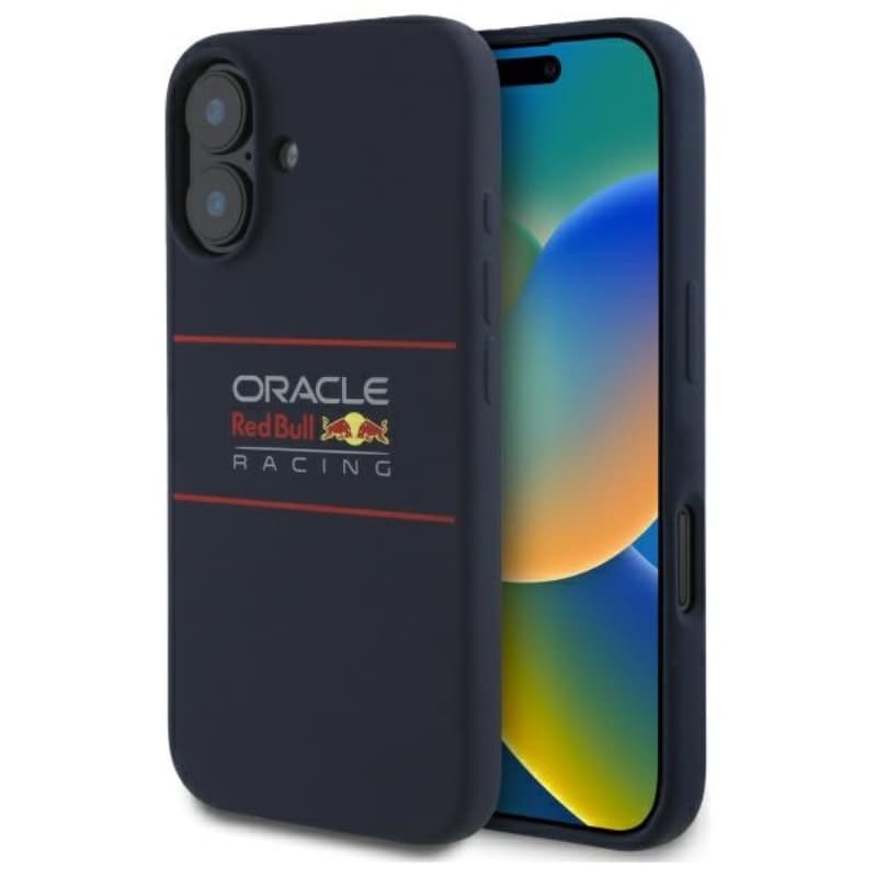 Red Bull Silicone Horizontal Logo MagSafe - iPhone 16 Case (Navy Blue) 1