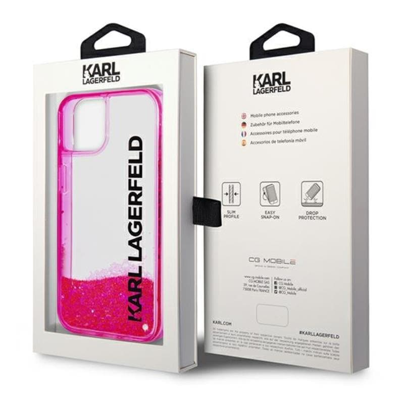 Karl Lagerfeld Liquid Glitter Translucent Elongated Logo Case - Case for iPhone 14 Plus (Pink) 8