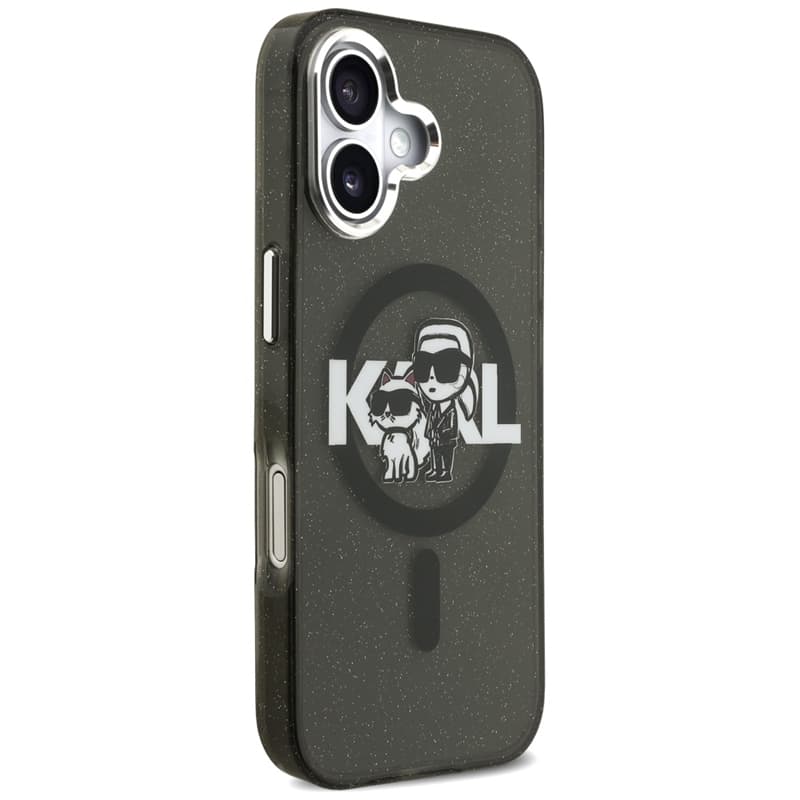 Karl Lagerfeld IML Glitter Karl & Choupette Sketch Logo MagSafe - Case iPhone 17 (Black) 4