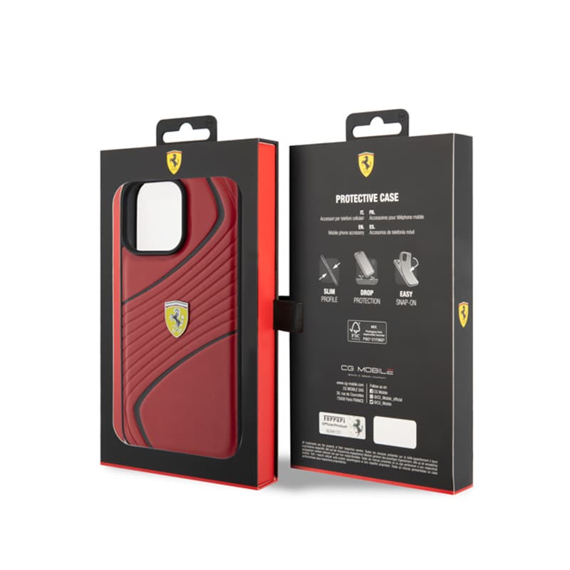 Ferrari Twist Metal Logo - Case for iPhone 15 Pro Max (Red) 8