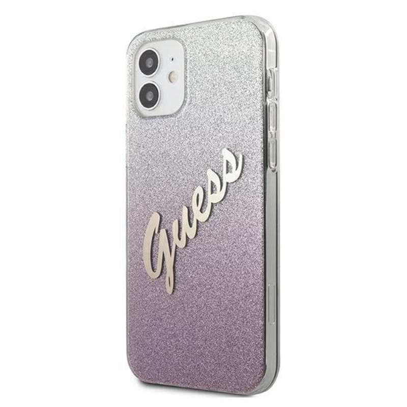 Guess Glitter Gradient Script - Case for iPhone 12 mini (Pink) 2