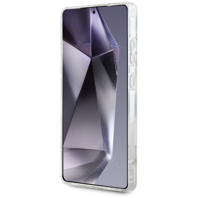 Guess Glitter Flowers Triangle Buttons MagSafe - Case for Samsung Galaxy S25 Ultra (white) 5