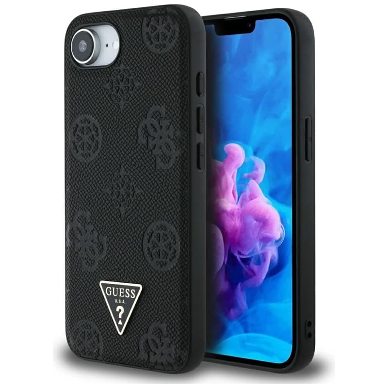 Guess Grained Hot Stamp Peony Triangle Logo MagSafe - Case for iPhone 16e (black) 1