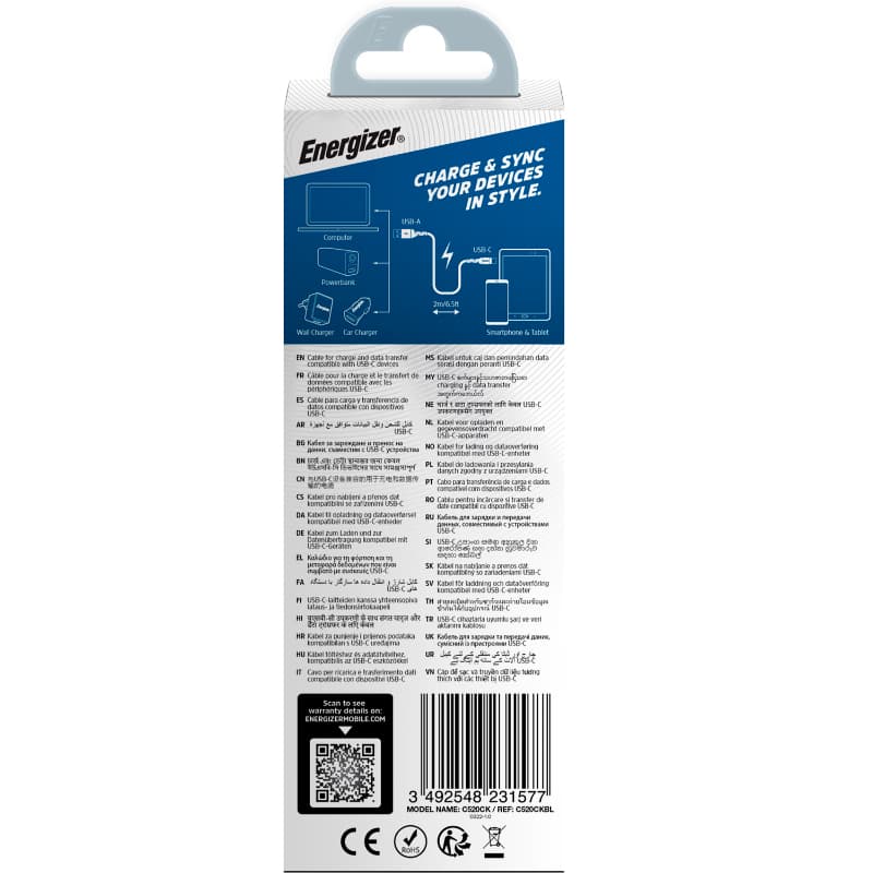 Energizer Ultimate - USB-A to USB-C connecting cable 2m (Blue) 4