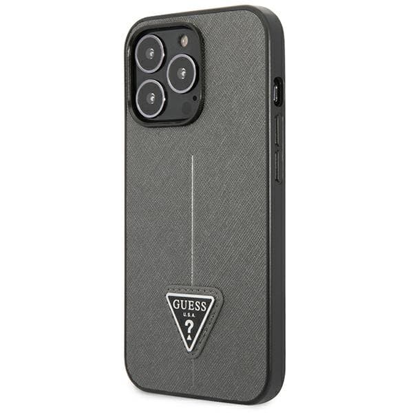 Guess Saffiano Triangle Logo Case - Cover for iPhone 13 Pro Max (Silver) 2
