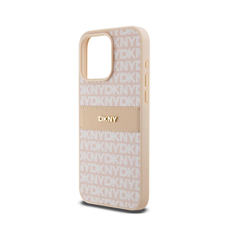 DKNY Leather Mono Stripe & Metal Logo - Case for iPhone 15 Pro Max (pink) 6