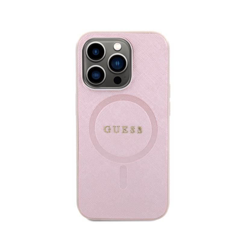 Guess Saffiano MagSafe - Case for iPhone 15 Pro (Pink) 3