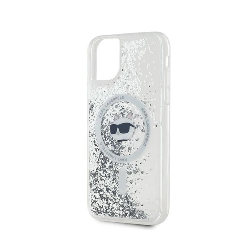 Karl Lagerfeld Liquid Glitter Choupette Head MagSafe - iPhone 11 Case (Transparent) 6
