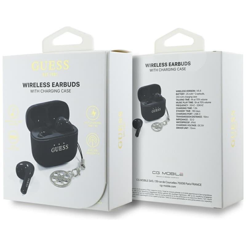 Guess Glossy Effect Printed Classic Logo & Charm - TWS Bluetooth Earphones + Charging Case (Black) 6