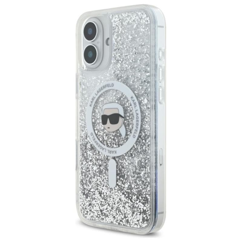Karl Lagerfeld Liquid Glitter Karl Head MagSafe - Case for iPhone 16 Plus (transparent) 2