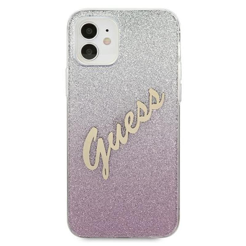 Guess Glitter Gradient Script - Case for iPhone 12 mini (Pink) 3