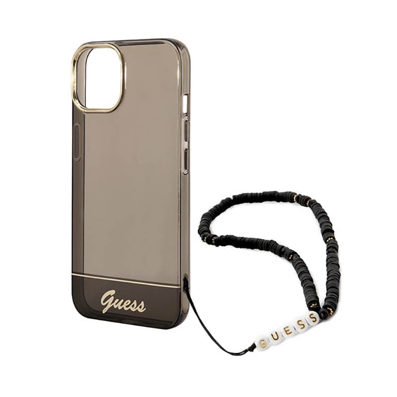 Guess Translucent Pearl Strap - Case for iPhone 14 (Black) 5