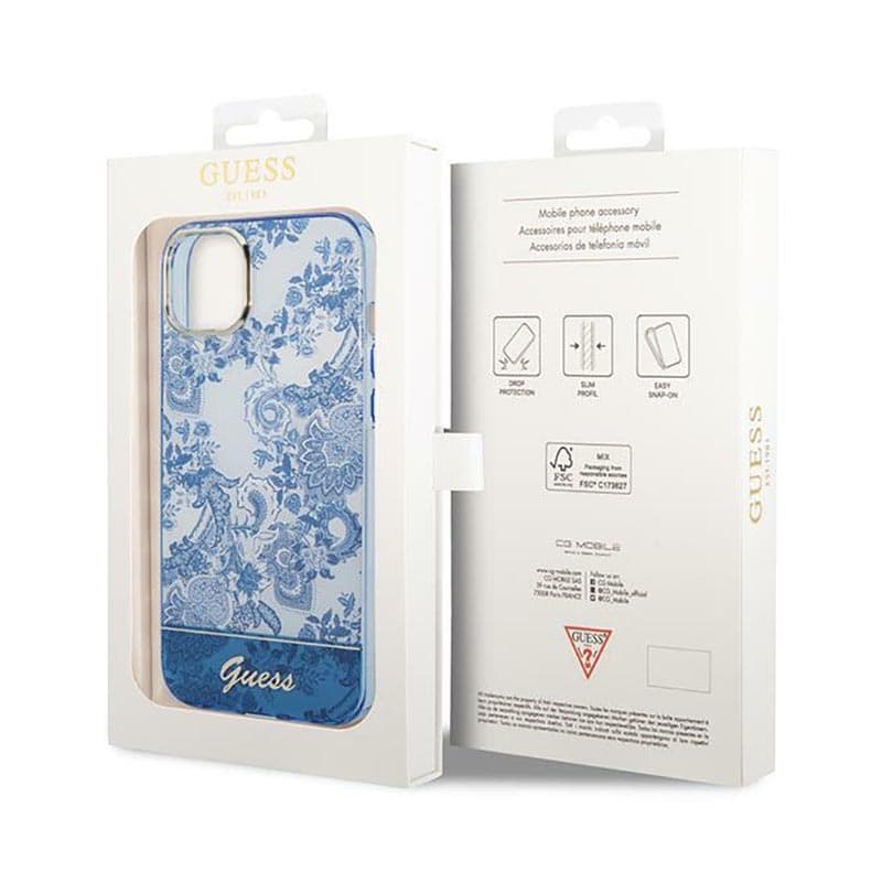 Guess Porcelain Collection - Case for iPhone 14 Plus (Blue) 8