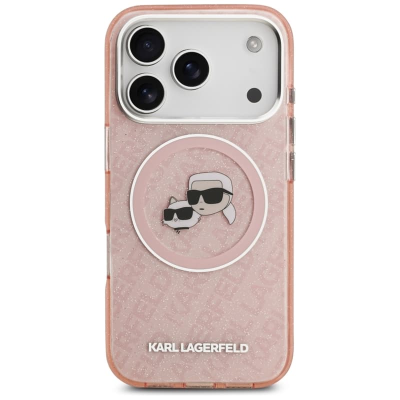 Karl Lagerfeld IML Glitter Karl & Choupette Heads Logo MagSafe - Case for iPhone 17 Pro (pink) 3