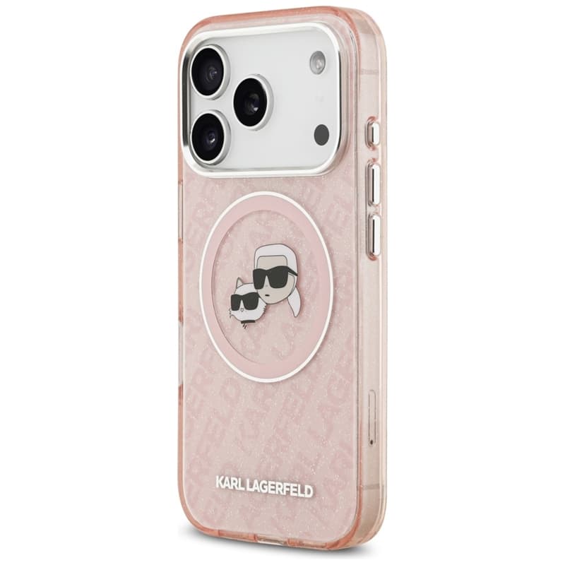 Karl Lagerfeld IML Glitter Karl & Choupette Heads Logo MagSafe - Case for iPhone 17 Pro (pink) 2