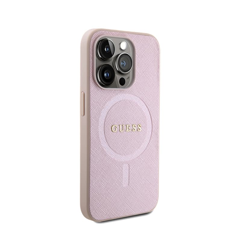 Guess Saffiano MagSafe - Case for iPhone 15 Pro (Pink) 4