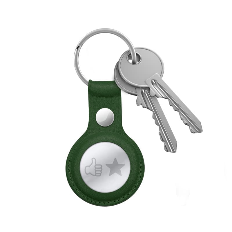 Crong Leather Case with Key Ring – Protective leather case with key ring for Apple AirTag 1/2 (green) 2