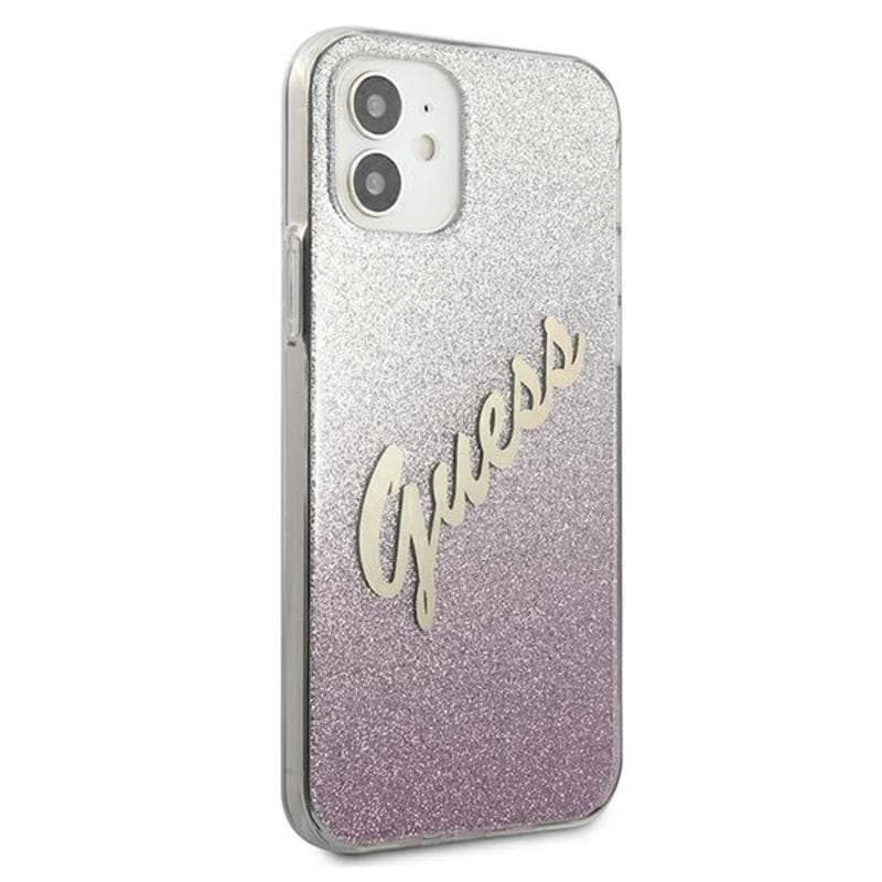 Guess Glitter Gradient Script - Case for iPhone 12 mini (Pink) 4