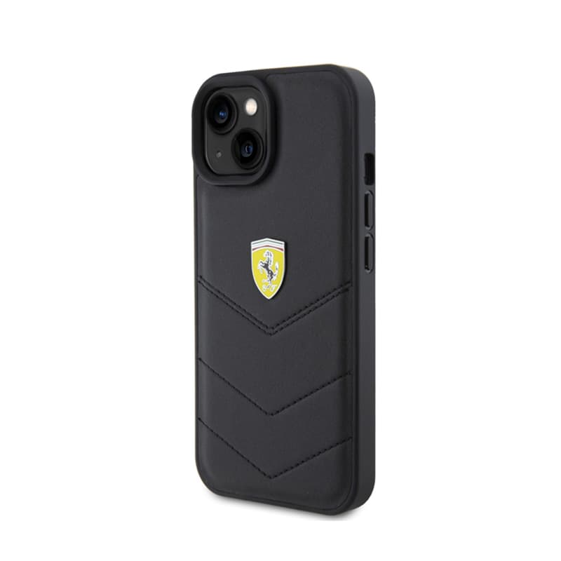 Ferrari Quilted Metal Logo - Case for iPhone 15 Car (Black) 2
