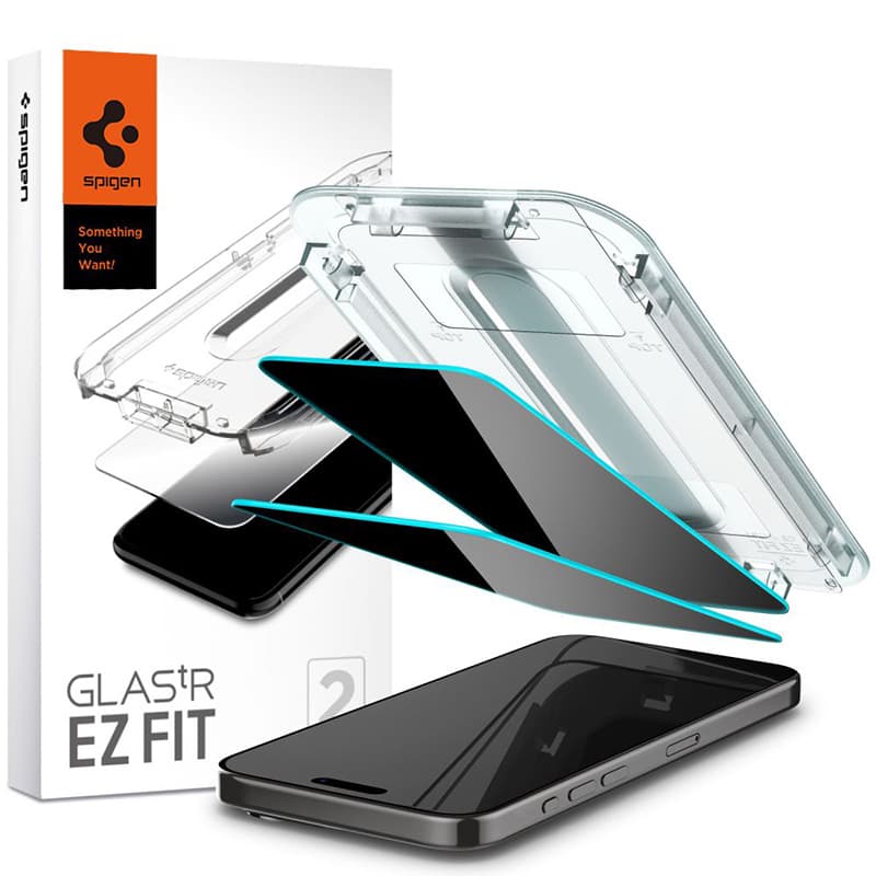 Spigen GLAS.TR EZ FIT Privacy 2-Pack - Tempered glass with privacy filter for iPhone 15 Pro Max 2 pcs